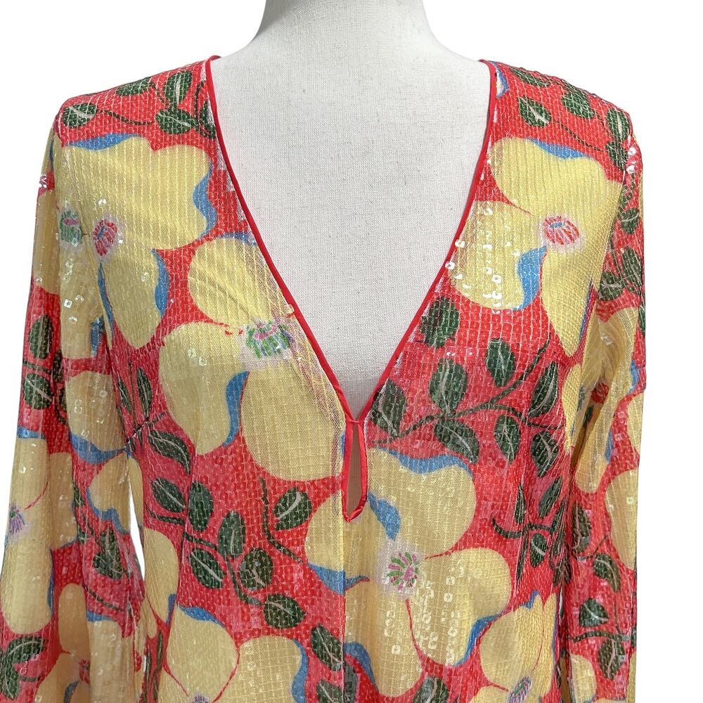 Rhode Size 4 NWT Terry Dress Scarlet Martinique Midi Vacation Boho Sequined - Picture 3 of 10